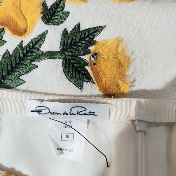 $3.600 NEW OSCAR DE LA RENTA STUNNING FLORAL SILK EMBROD RUNWAY SKIRT US 10